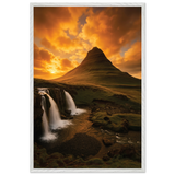 Gift Nature - Wooden Framed Poster of Mountain Sunset - - Wooden Framed Posters