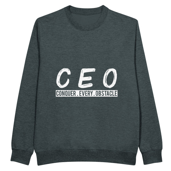 Conquer Every Challenge - CEO Motivation - Charcoal Heather - Sweatshirts