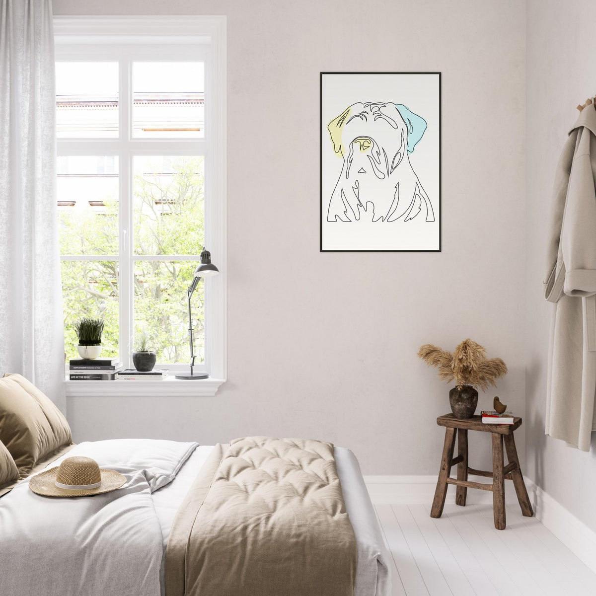 Canine Contour - Minimalist Dog Art - - Metal Framed Posters