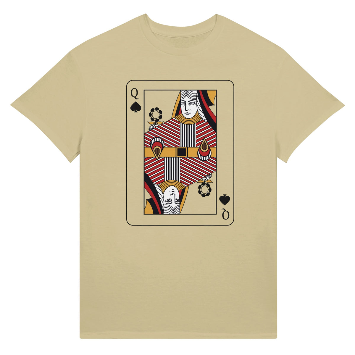 Playing Cards- Q- Ultra Cotton Unisex Crewneck T-shirt - Natural M Clubs - Print Material