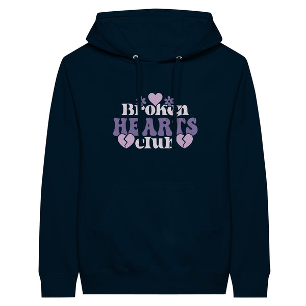 Broken Hearts Club Premium Unisex Pullover Hoodie - Navy - Pullover Hoodies