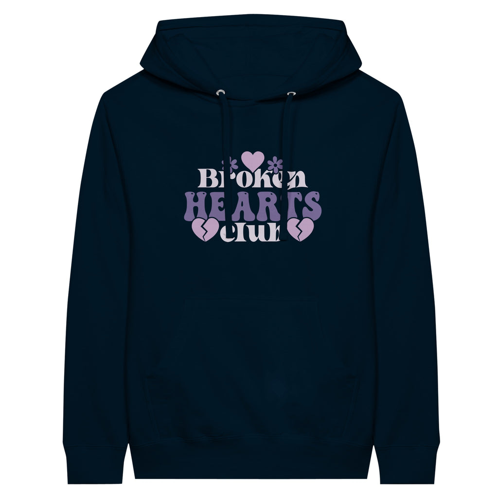 Broken Hearts Club Premium Unisex Pullover Hoodie - Navy - Pullover Hoodies