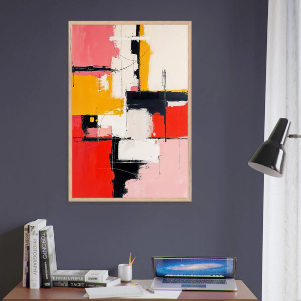 Urban Pulse Abstract Poster – Gift for Art Lovers - Wood frame - Wooden Framed Posters