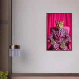 Leopard in Pink Suit Poster – Bold Gift for Fashionistas - Default Title - Metal Framed Posters
