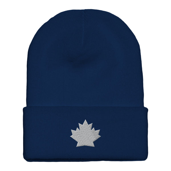 Fall Foliage Fantasy - Autumn Leaf Minimalist Headwear - Navy - Beanies