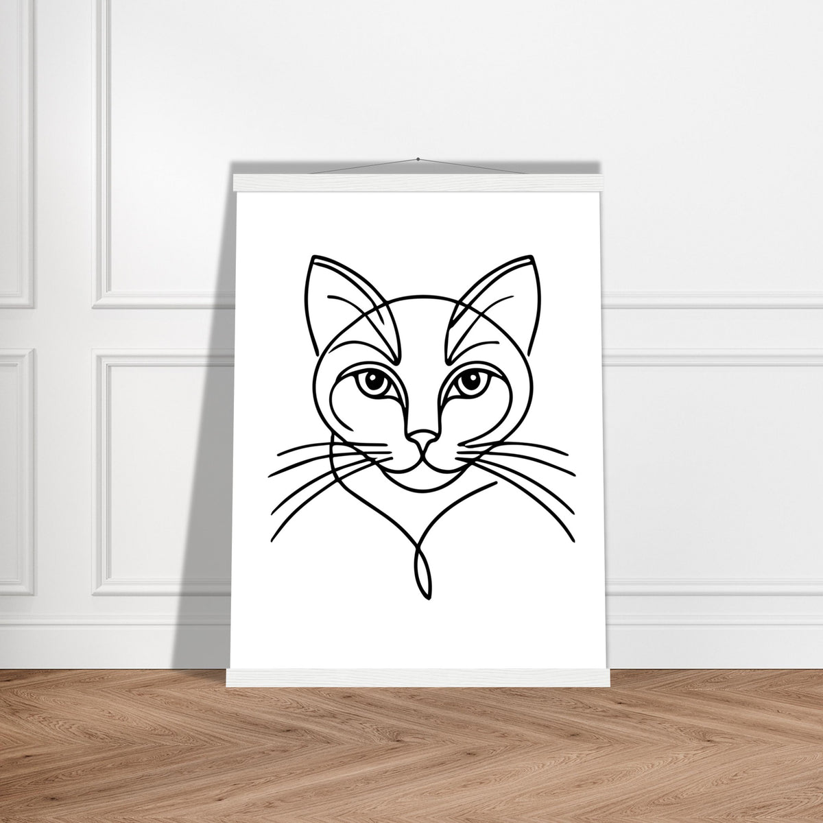 Cat's Gaze - Contemporary Line Art Poster - 45x60 cm 18x24″ White wall hanger - Posters With Hanger