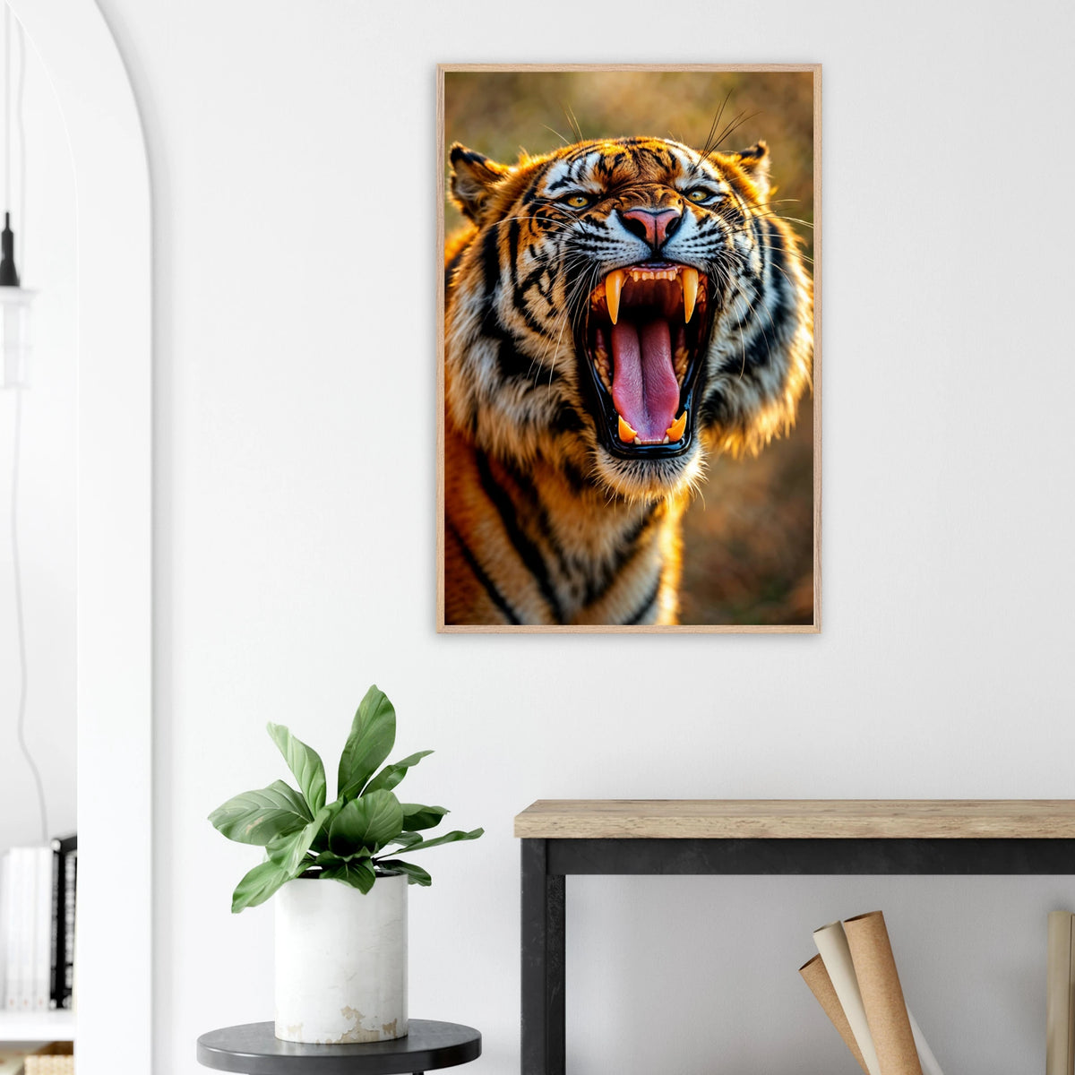 Unleash the Wild – Framed Tiger Poster for Gifting - Wood frame - Wooden Framed Posters