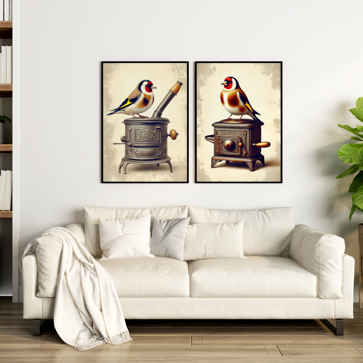 Goldfinch Grace and Vintage Charm - 24x36 - Framed Posters