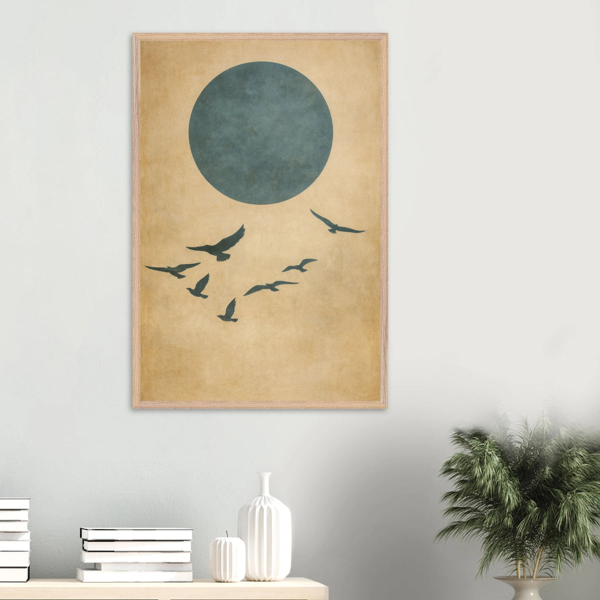 Wooden Framed Poster – Flight of Birds Gift for Home - Wood frame - Wooden Framed Posters