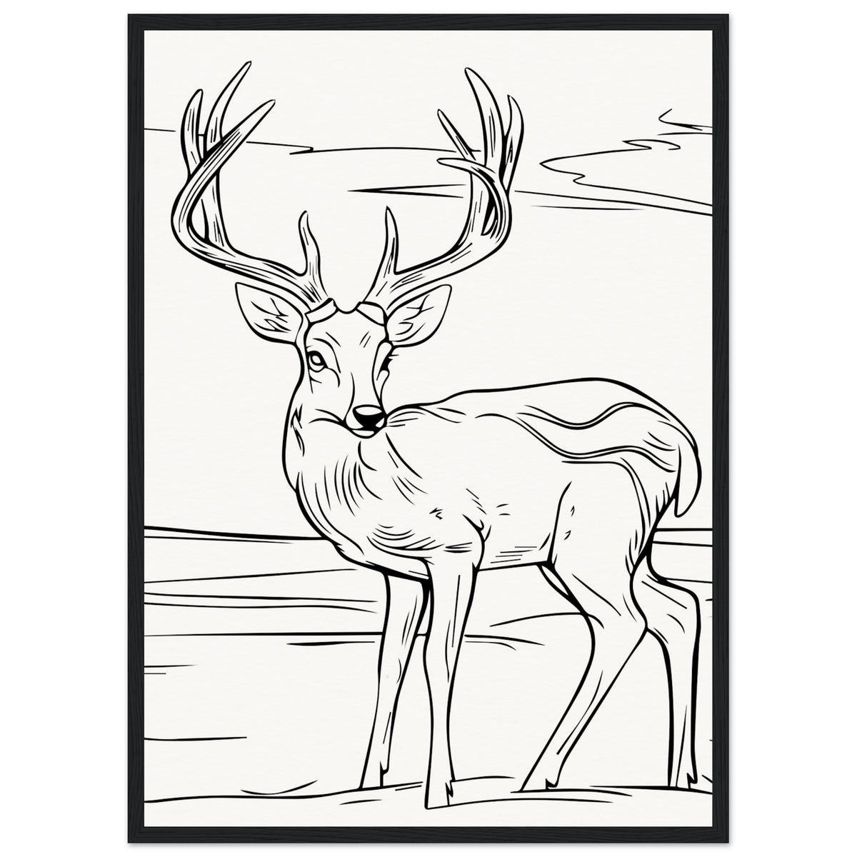 Elegance in Nature - Deer in Line - 50x70 cm 20x28″ Black frame - Wooden Framed Posters