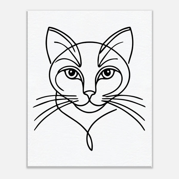 Silent Purr - Sleek Cat Line Drawing on Canvas - - Canvas Prints