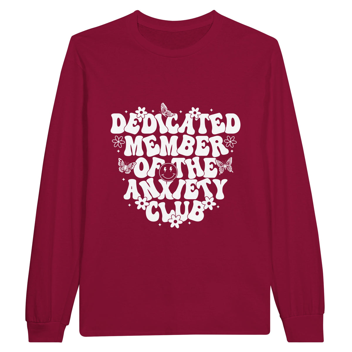 Dedicated Member - Embrace Your Anxieties in Style - Cardinal Red - Long Sleeve T-shirts