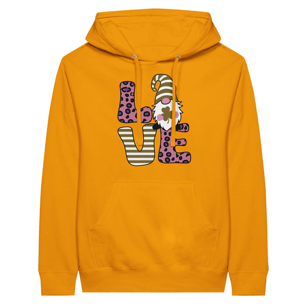 Christmas Gnome Love - Premium Unisex Pullover Hoodie - Gold M - Pullover Hoodies