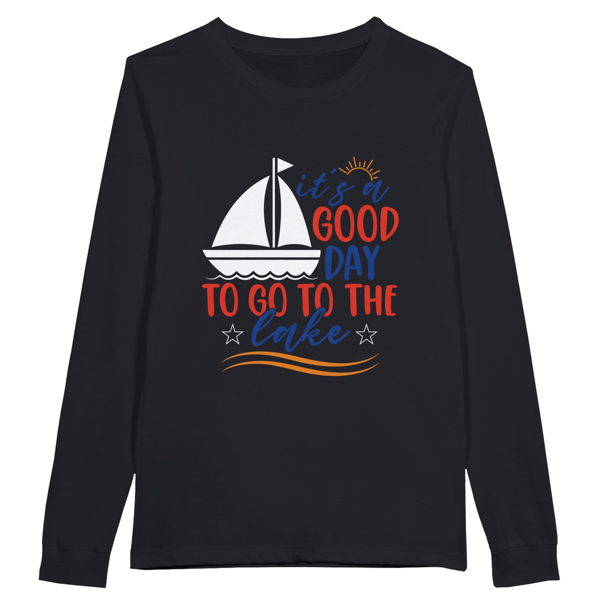 Lake Day Bliss - Good Day to Go to the Lake Longsleeve Tee - Black - Print Material