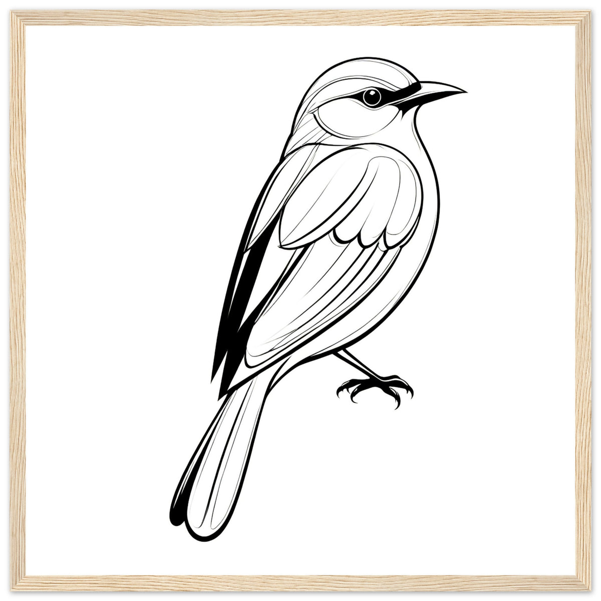 Serenity in Lines - Framed Bird Poster - 50x50 cm 20x20″ Wood frame - Framed Posters