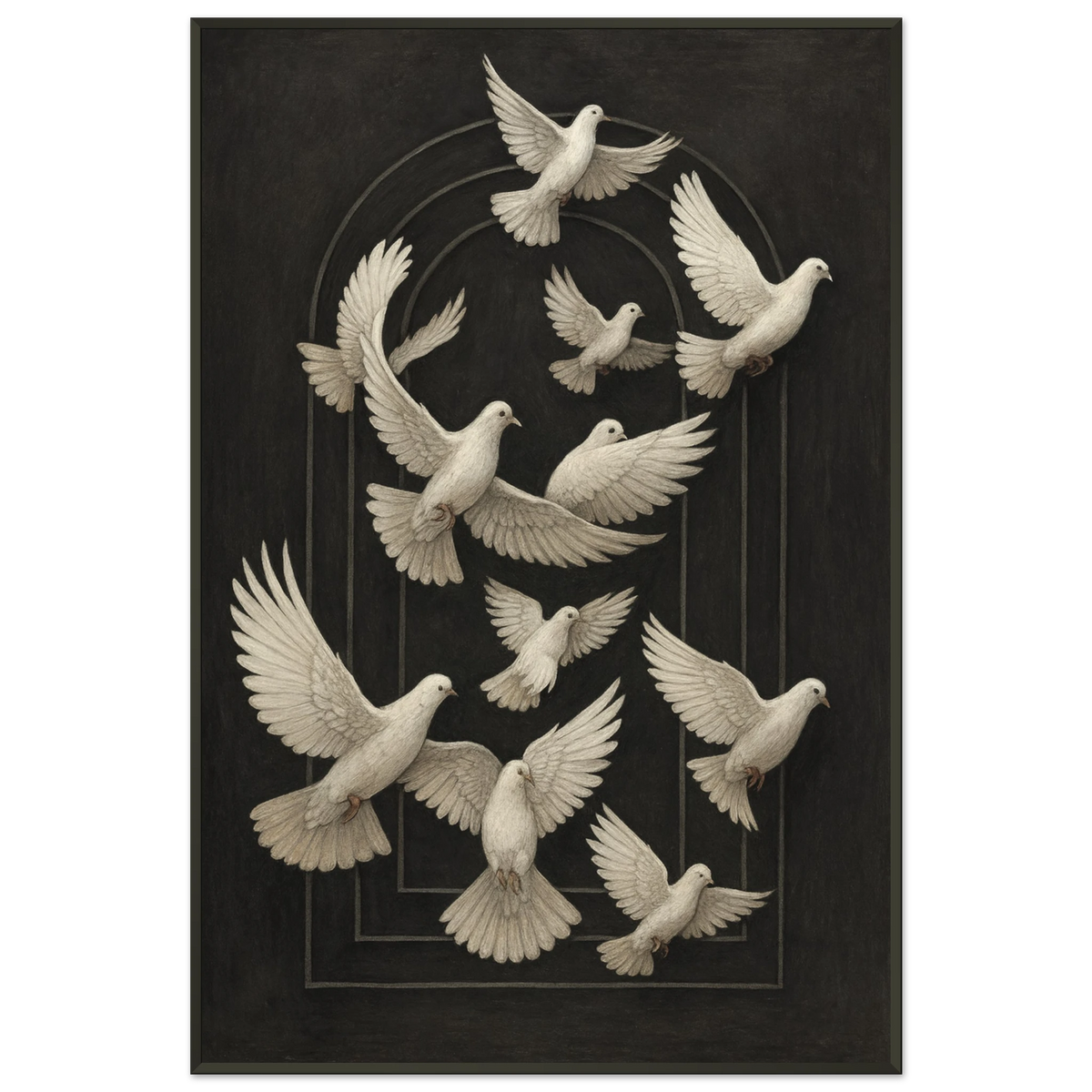 Flight of Peace – Doves Metal Framed Poster Gift - - Metal Framed Posters