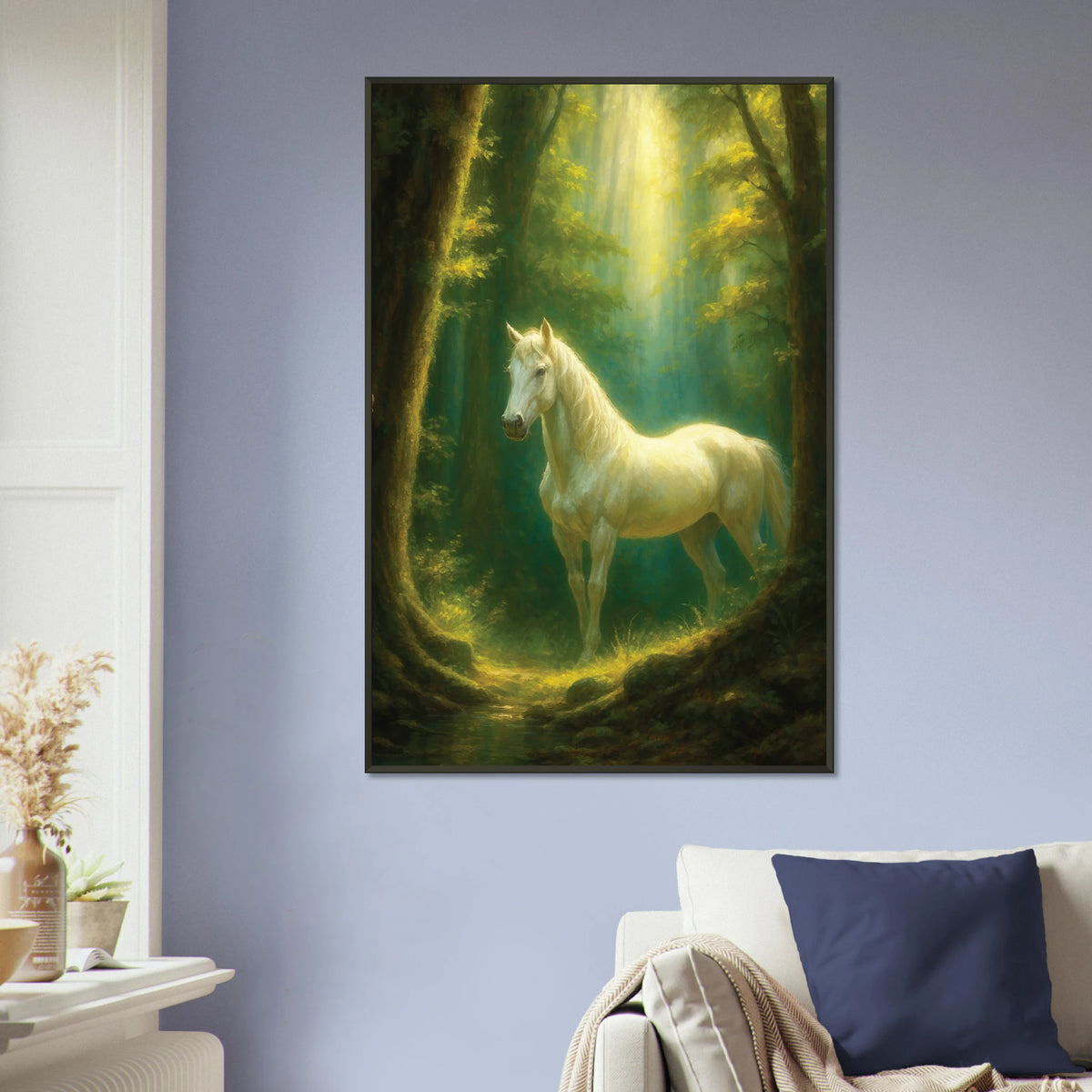 White Horse Metal Framed Poster – Gift of Serenity & Memory - - Metal Framed Posters