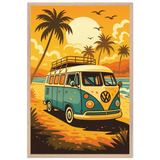 Retro Roadtrip – Wooden Framed Poster Gift for Dreamers - Wood frame - Wooden Framed Posters