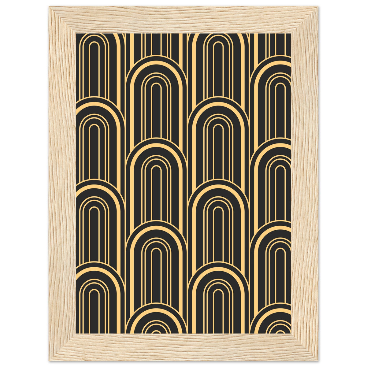 Timeless Elegance - Black and Gold Art Deco Masterpiece - 13x18 cm 5x7″ Wood frame - Framed Posters