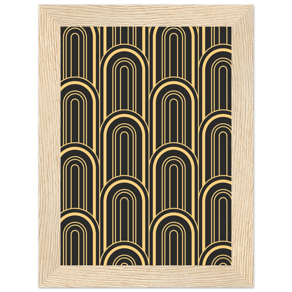 Timeless Elegance - Black and Gold Art Deco Masterpiece - 13x18 cm 5x7″ Wood frame - Framed Posters