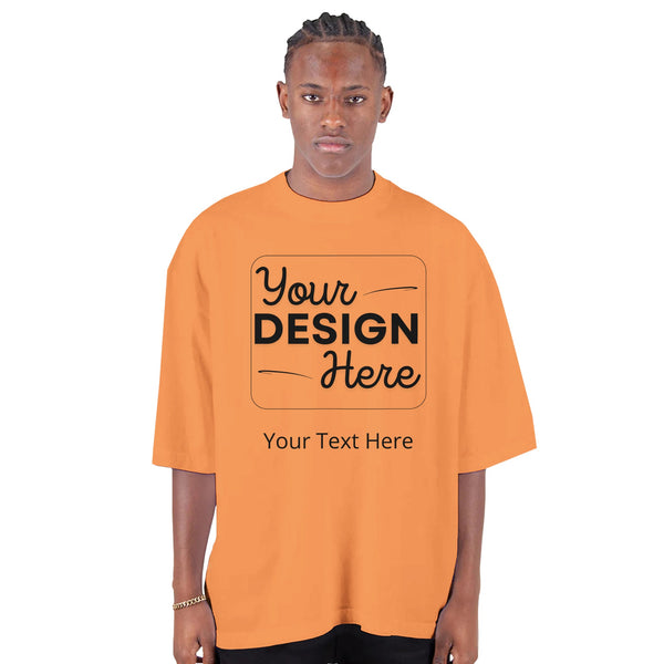 Versatile Vibes - Heavyweight Customizable Oversized Crewneck T-Shirt - Peach - Crewneck T-shirts