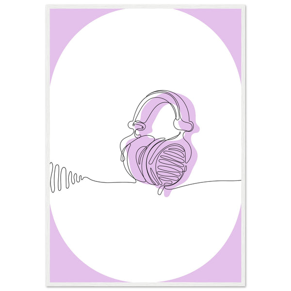 Melodic Moments - Stylish Headphones Print - 70x100 cm 28x40″ White frame - Framed Prints