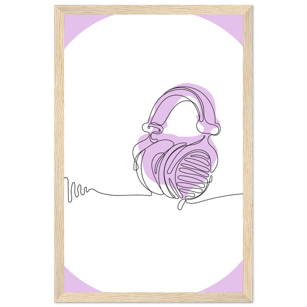 Melodic Moments - Stylish Headphones Print - 28x43 cm XL (11x17″) Wood frame - Framed Prints