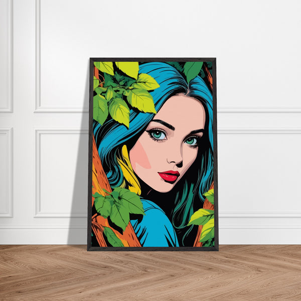 Premium Nature's Elegance - The Blue-Haired Muse - - Wooden Framed Posters