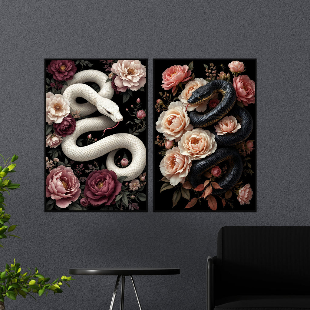 Venom & Velvet - Metal and Wood Framed Poster Set - Gold Metal Glossy Photo - Framed Posters