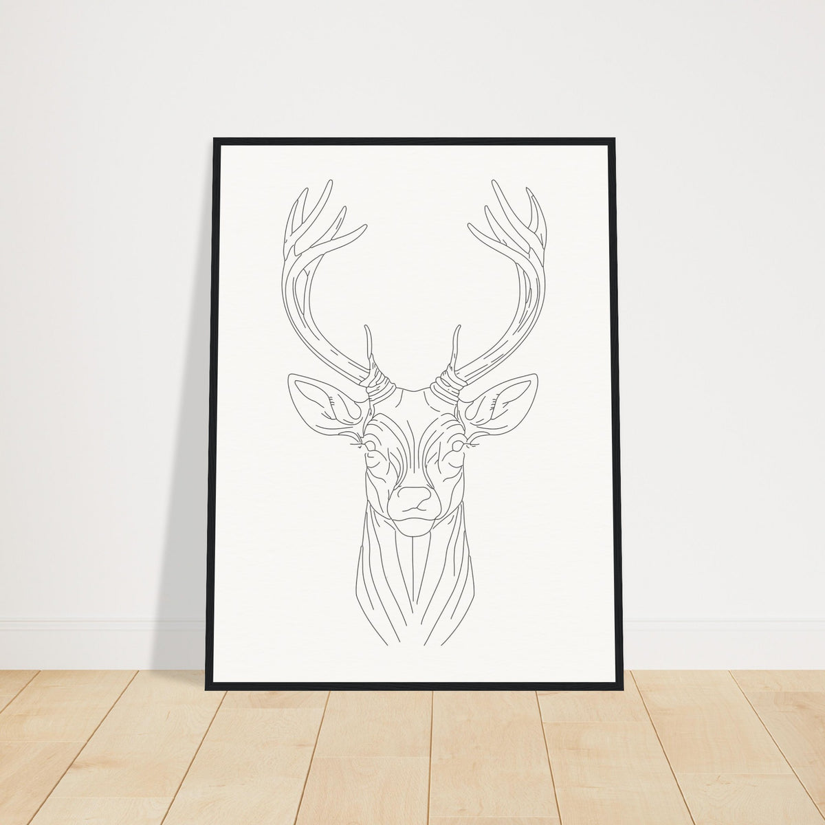 Nature's Grace - Deer Illustration - 60x80 cm 24x32″ Black frame - Wooden Framed Posters