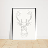 Nature's Grace - Deer Illustration - 60x80 cm 24x32″ Black frame - Wooden Framed Posters