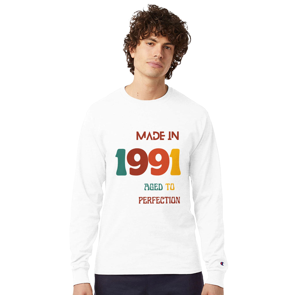 Champion Comfort - Custom Year Men's Long-Sleeve Tee - White - Long Sleeve T-shirts