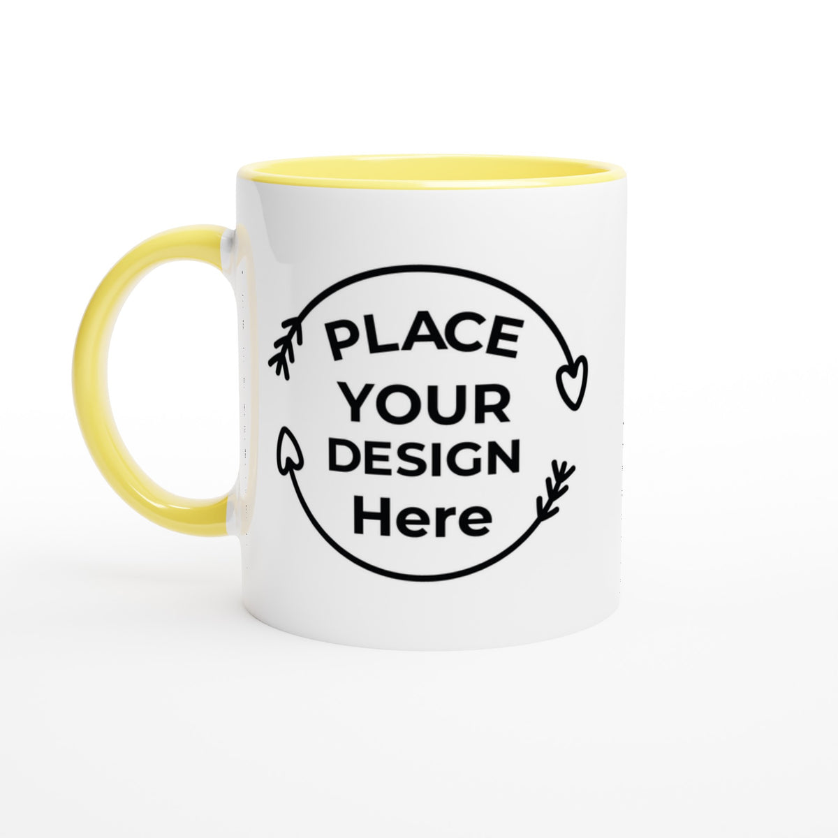 Perfect Sip - Glossy White Customizable Ceramic Mug with Colorful Flair - Ceramic Yellow - Mugs