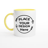 Perfect Sip - Glossy White Customizable Ceramic Mug with Colorful Flair - Ceramic Yellow - Mugs