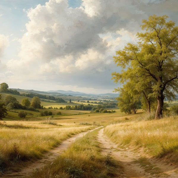 Golden Pathway - Wooden and Metal Framed Poster - - Framed Posters