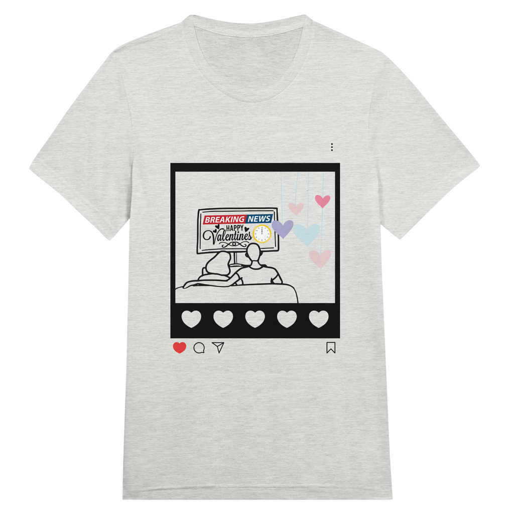 Love Broadcast - Happy Valentines Tee - Solid White Triblend - Print Material