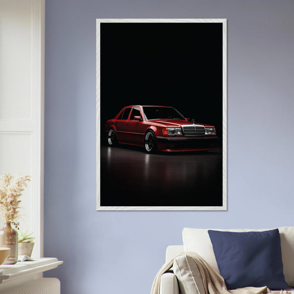Classic Red Ride – Wooden Framed Poster Gift for Car Lovers - - Wooden Framed Posters