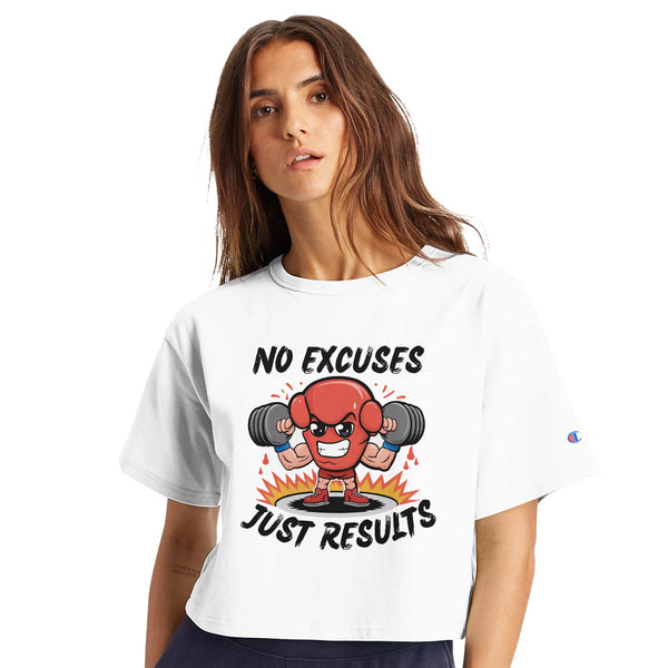 No Excuses - Unleash Your Strength with Champion - White - T-Shirts