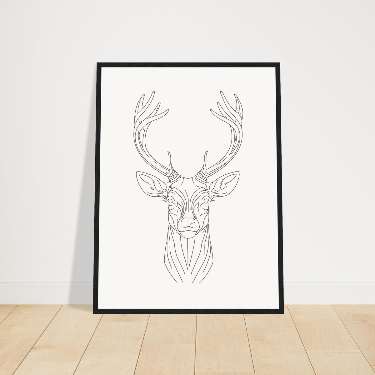 Nature's Grace - Deer Illustration - 45x60 cm 18x24″ Black frame - Wooden Framed Posters