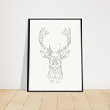 Nature's Grace - Deer Illustration - 45x60 cm 18x24″ Black frame - Wooden Framed Posters