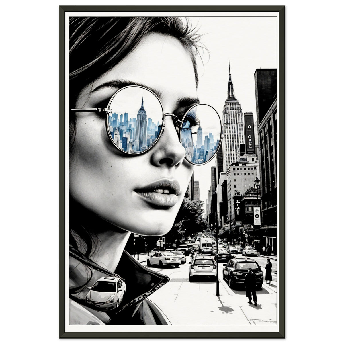 City Dreams Through Her Eyes – AI Art New York - - Framed Posters