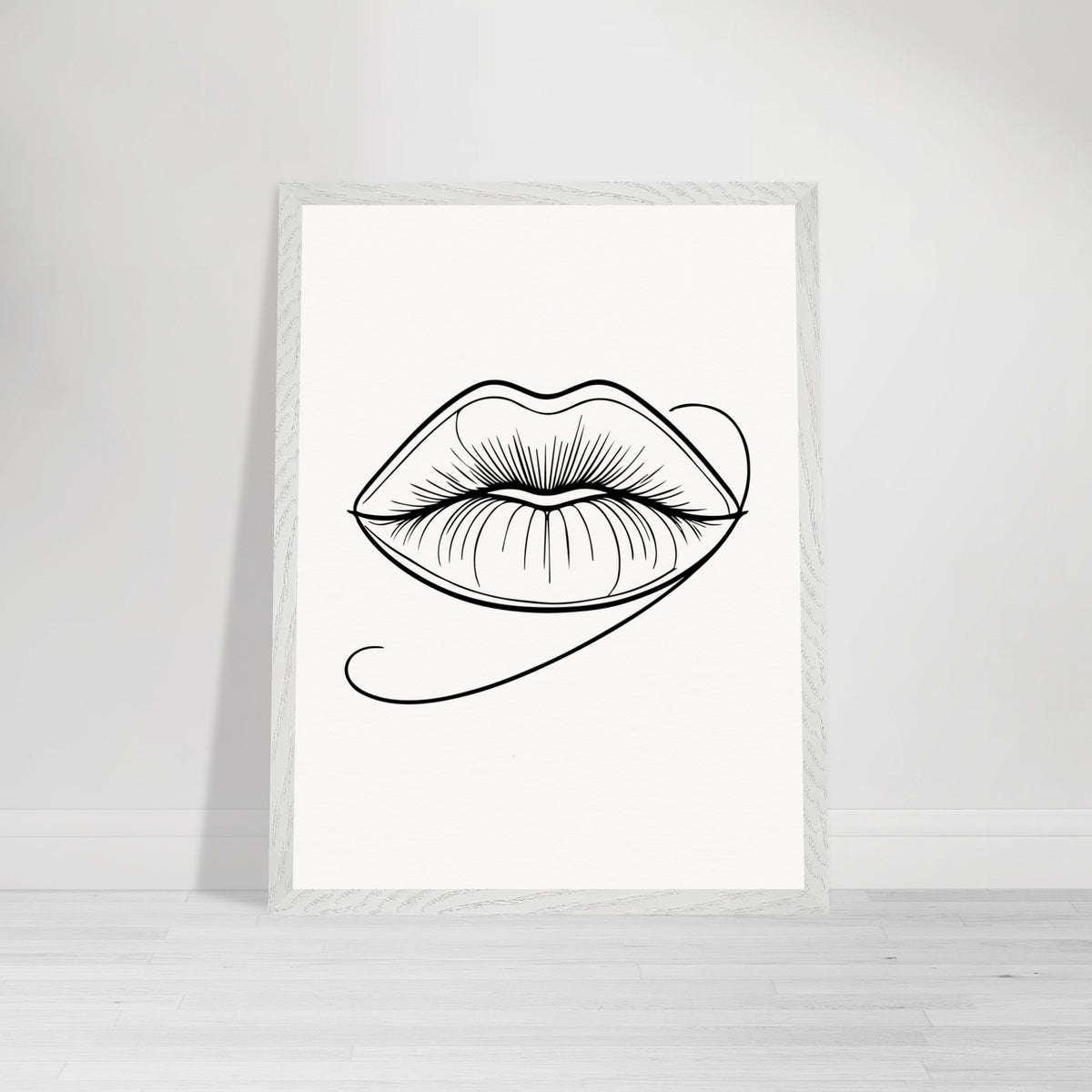 Natural Beauty - Framed Lips Artwork on Matte Paper - 45x60 cm 18x24″ White frame - Wooden Framed Posters