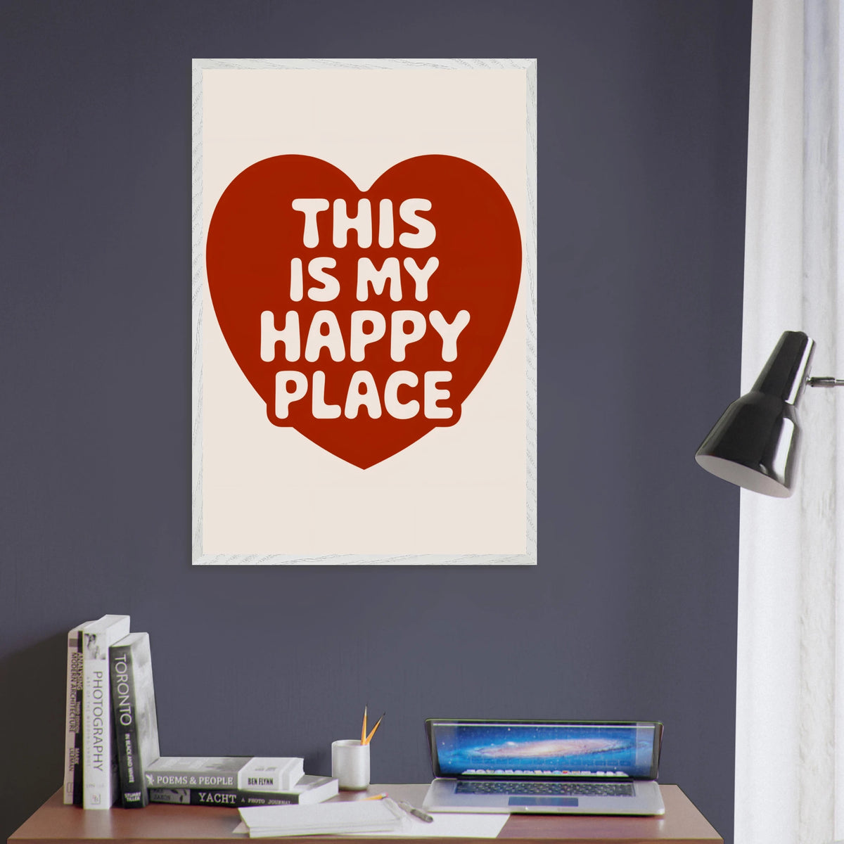 This Is My Happy Place – Framed Poster for Loved Ones - White frame - Wooden Framed Posters
