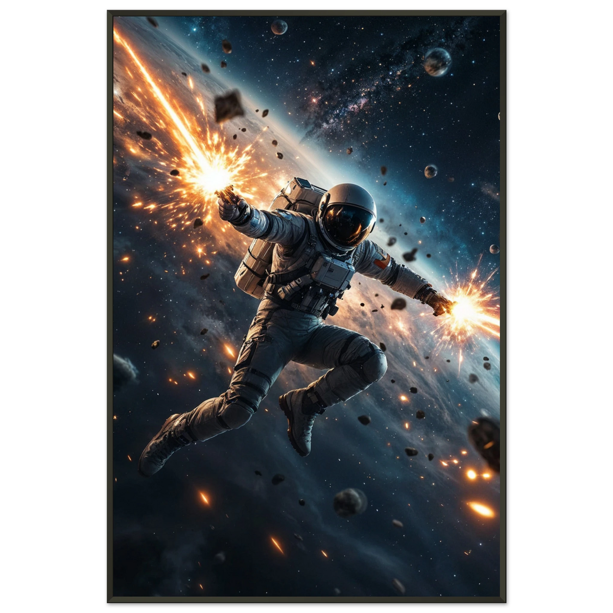 Cosmic Courage – Framed Space Art Gift - - Metal Framed Posters