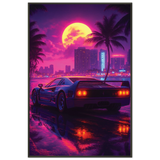 Retro Drive Under Neon Sky – Metal Framed Poster - Default Title - Metal Framed Posters