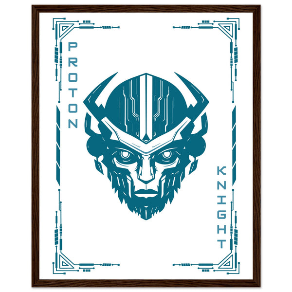 Transform Your Space - "Proton, Neural, Quantum Knights" Poster Set - 40x50 cm 16x20″ Dark wood frame Proton Knight - Wooden Framed Posters