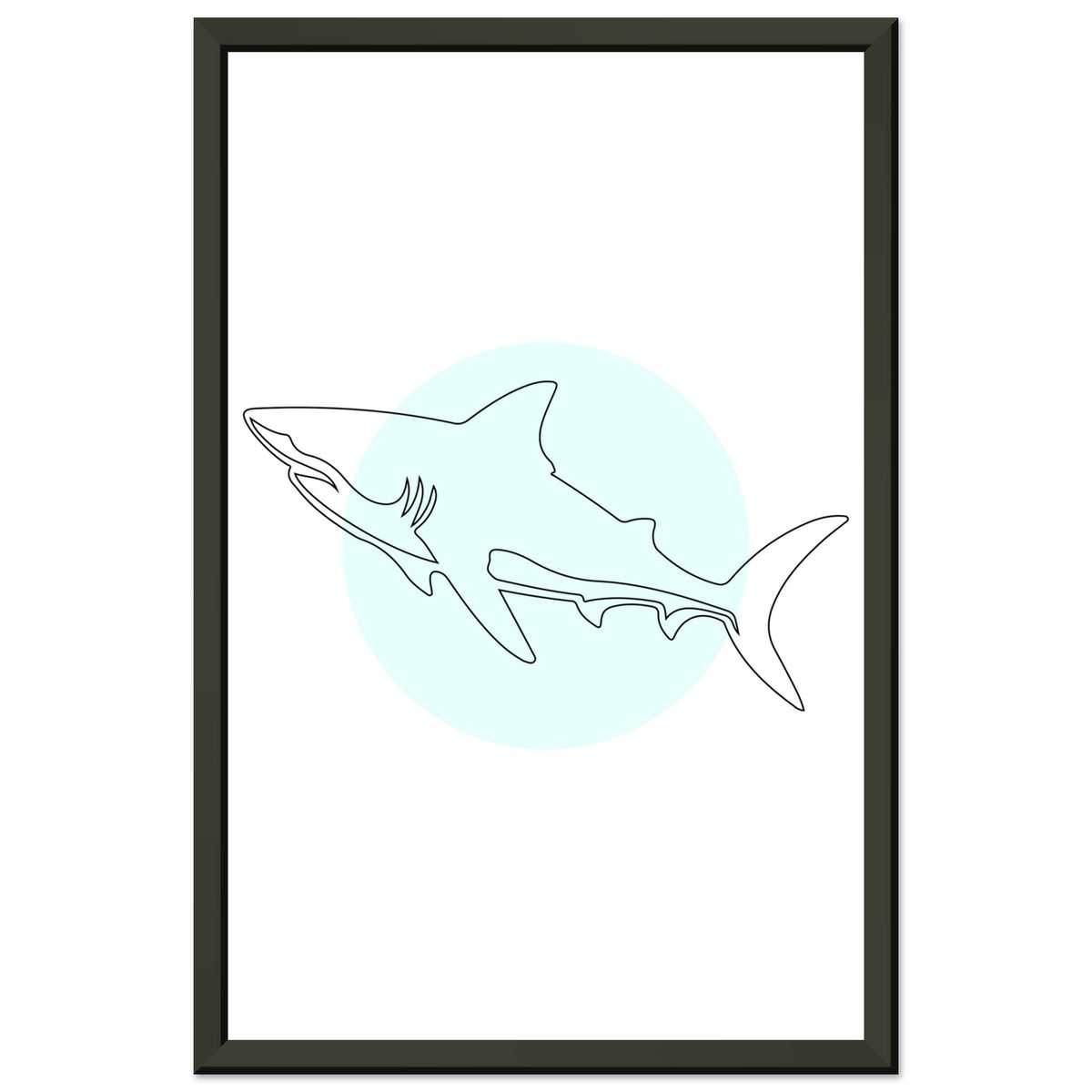 Majestic Shark - Minimalist Line Art - 28x43 cm XL (11x17″) - Metal Framed Posters