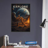 Explore Space Campfire – Metal Framed Poster Gift - - Metal Framed Posters