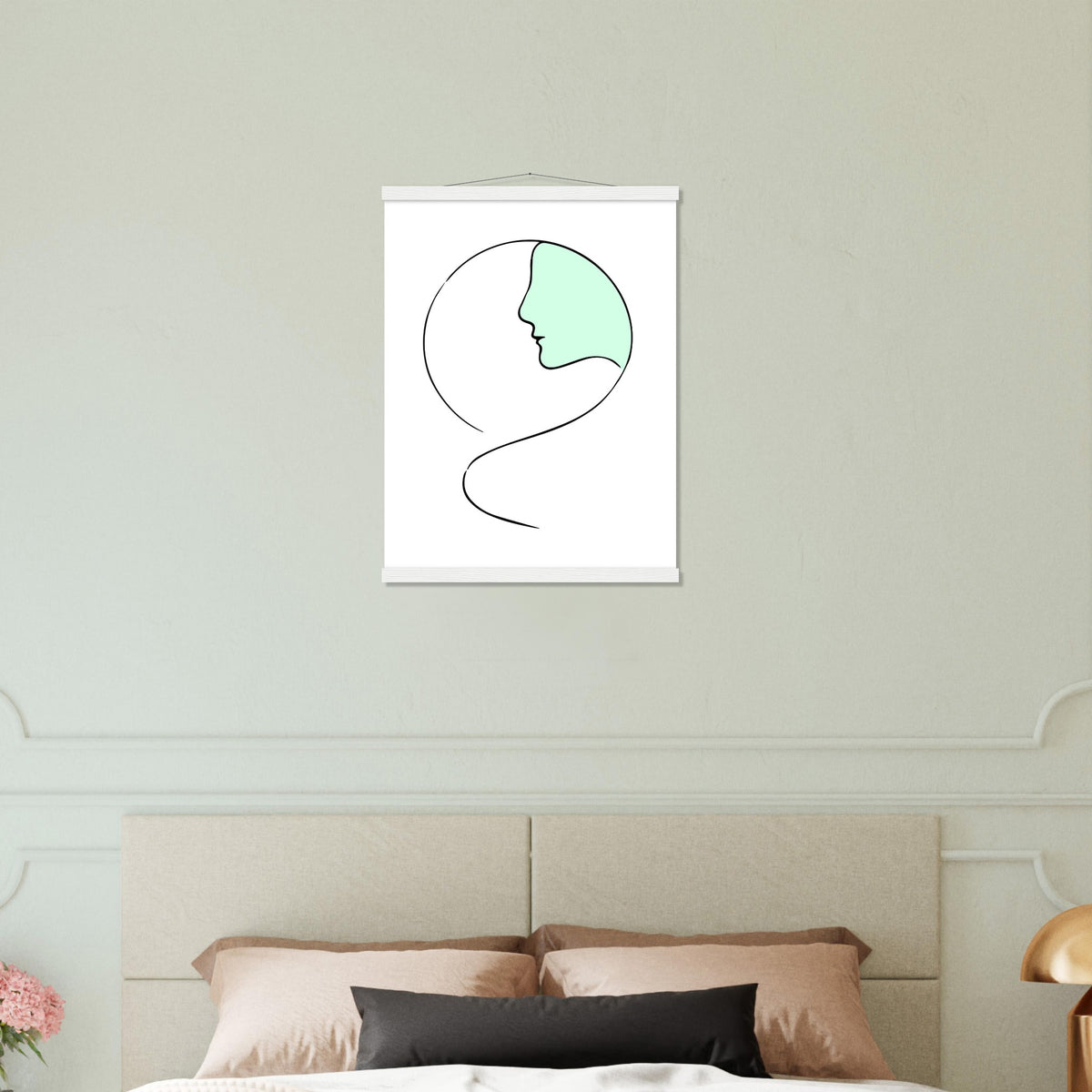 Serenity in Simplicity - Minimalist Face Art Poster - 45x60 cm 18x24″ White wall hanger - Posters With Hanger