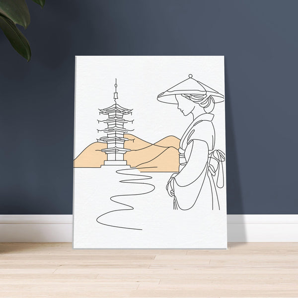 Tranquil Japanese Line Art - Canvas Edition - - Canvas Prints